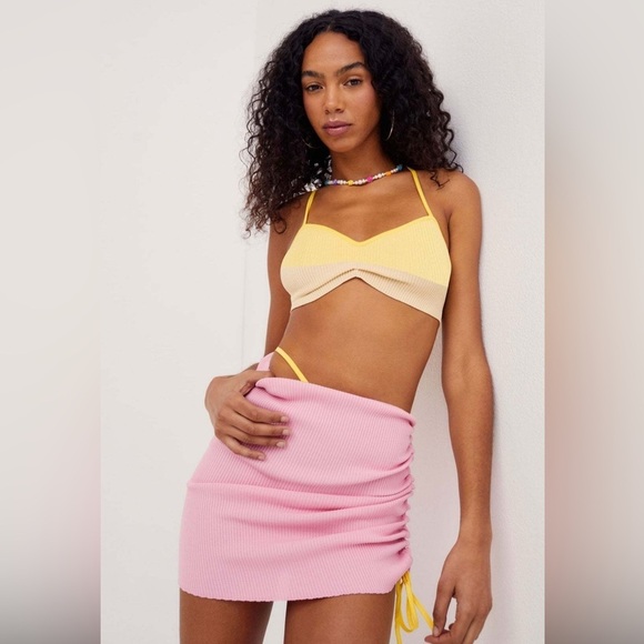 NWT For Love and Lemons Keisha Set NEW skirt and top two pieces sz S ribbed knit - Picture 3 of 13